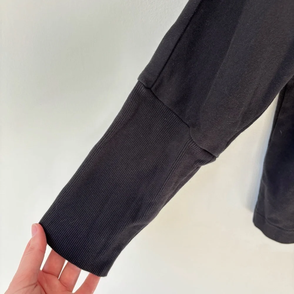 Pact Organic Cotton Airplane Relaxed Blazer Sweater Black Button Front Comfort